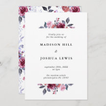 Burgundy Fall Floral Wedding Invitation