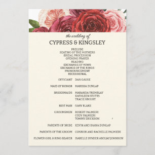 Burgundy Fall Floral Wedding Program