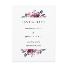 Burgundy Fall Floral Wedding Save The Date