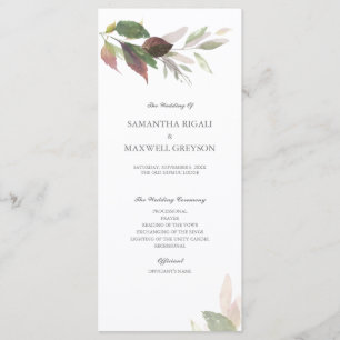 Burgundy Fall Foliage Wedding Program