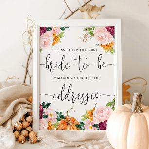 Burgundy fall help the busy bride Address Poster