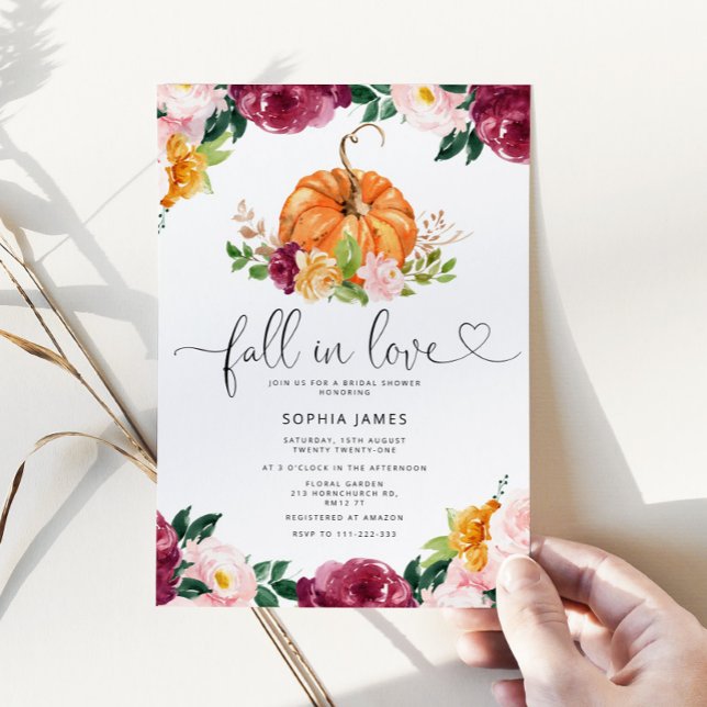 Burgundy Fall in love bridal shower invitation (Creator Uploaded)