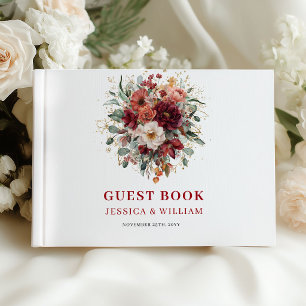 Burgundy Fall Marsala Wedding Guest Book Design