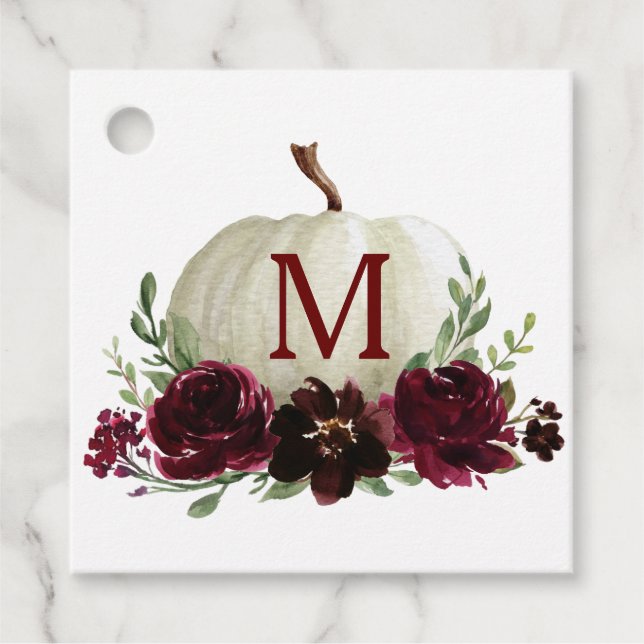 Burgundy Fall Pumpkin Thank You Favour Tag (Front)