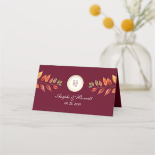 Burgundy Fall Wedding Place Card