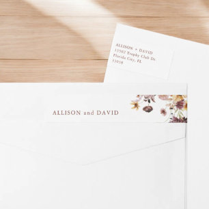 Burgundy Fall Wedding Return Address Wrap Around Label