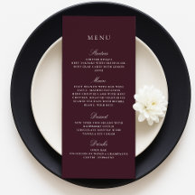 Burgundy Fall Winter Elegant Wedding Menu