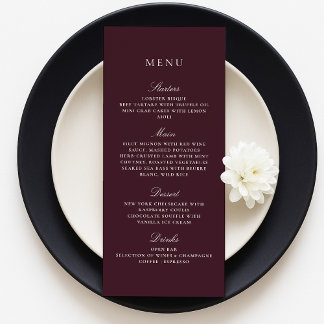 Burgundy Fall Winter Elegant Wedding Menu