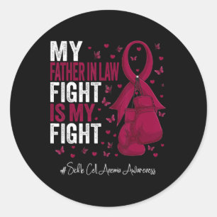 Burgundy Father In Law Sickle Cell Anaemia Awarene Classic Round Sticker