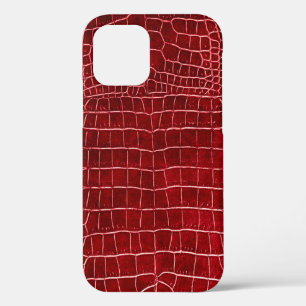 Burgundy Faux Crocodile Leather iPhone 12 Case