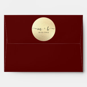 Burgundy Faux Gold Foil Circle Wedding Envelope