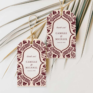 Burgundy Fiesta Wedding Favour Thank You Tag