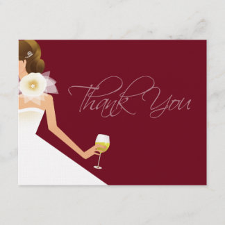 Burgundy flat wine thank you card