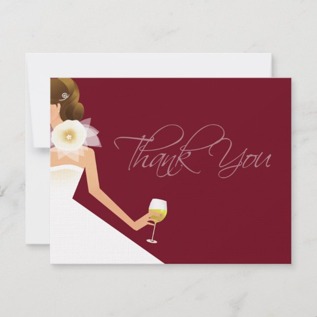 Burgundy flat wine thank you card (Front)