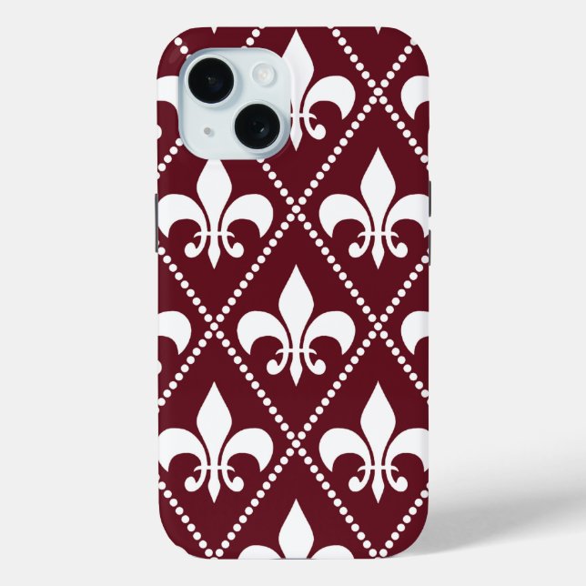 Burgundy Fleur de Lis Case-Mate iPhone Case (Back)