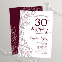 Burgundy Floral 30th Birthday Party