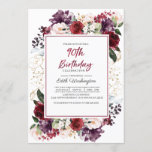 Burgundy Floral 90th Birthday Invitation<br><div class="desc">Burgundy Floral 90th Birthday Invitation</div>