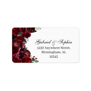 Burgundy Floral Address Label