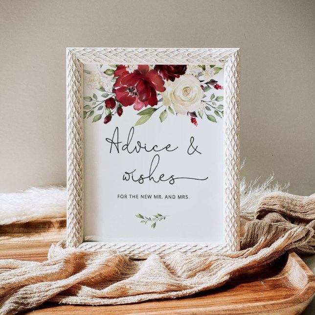 Burgundy floral advice and wishes for Newlyweds   Poster (Creator Uploaded)