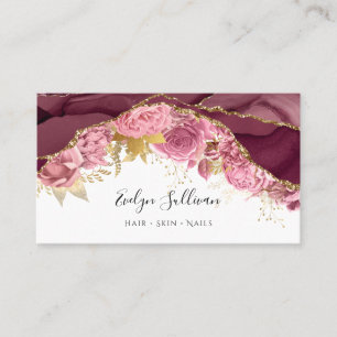 burgundy floral agate business card