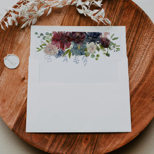 Burgundy Floral and Greenery Self-Addressed RSVP Envelope