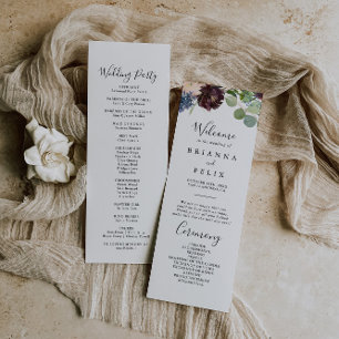 Burgundy Floral and Greenery Wedding Program