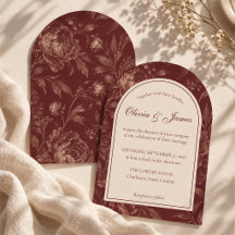 Burgundy Floral Arch Wedding Invitation