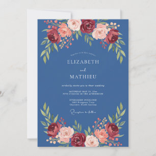 Burgundy Floral Arch Wedding Invitation