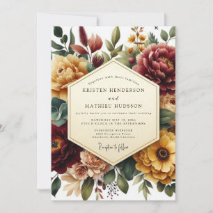 Burgundy Floral Autumn Elegance Wedding Invitation