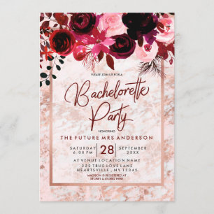 Burgundy Floral Bachelorette Party Invitation