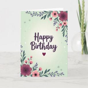 Burgundy Floral Birthday Card