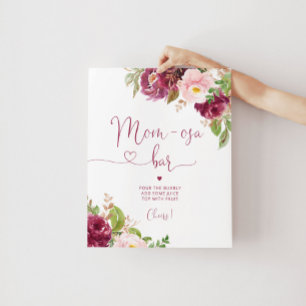 Burgundy floral blush pink fall Mum-osa bar Poster
