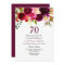 Burgundy Floral Boho 70th Birthday Party Invite