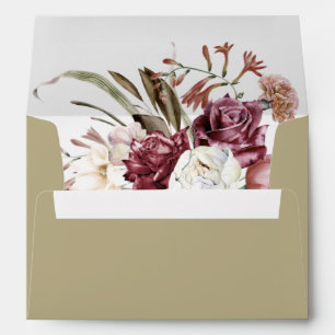 Burgundy Floral Boquet Lined Envelope