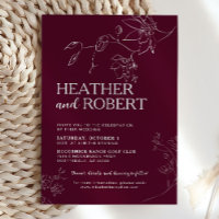 Burgundy Floral Botanical Boho Simple Wedding