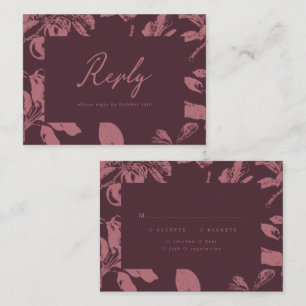 Burgundy Floral Botanical Wedding RSVP Card