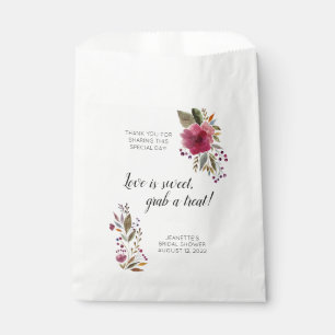 Burgundy Floral Bridal Shower Candy Favour Bag