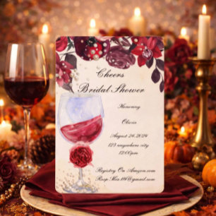 burgundy floral bridal shower invitation