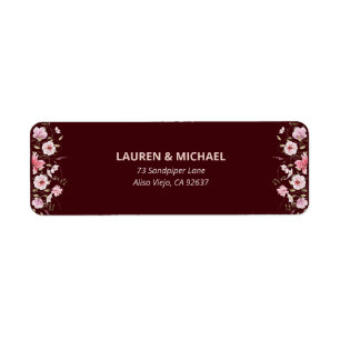 Burgundy Floral Bridal Shower Return Address Label