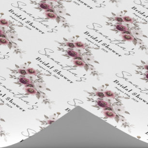 Burgundy Floral Bridal Shower  Wrapping Paper
