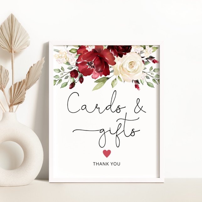 Burgundy floral Cards and gifts Poster (Creator Uploaded)