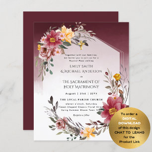 Burgundy Floral Catholic Nuptial Mass Wedding
