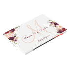 Burgundy Floral Chic Grey Monogram Photo Wedding