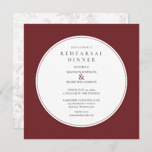 Burgundy Floral Chic Rehearsal Dinner Invitation