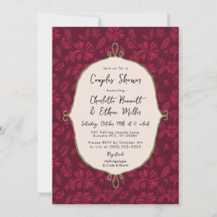 Burgundy Floral Couples Shower Invitation