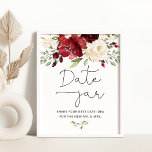 Burgundy floral date night ideas. Date jar bridal Poster<br><div class="desc">Burgundy floral date night ideas. Date jar bridal Poster
Matching items available.</div>