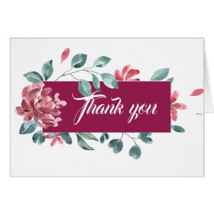 Burgundy Floral Design Thank You Card