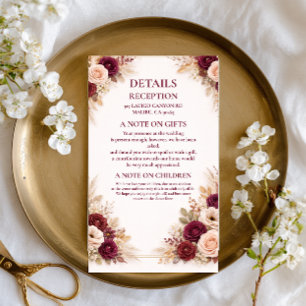 Burgundy Floral Elegant Information Enclosure Card