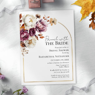 Burgundy Floral Fall Brunch with the Bride Shower Invitation