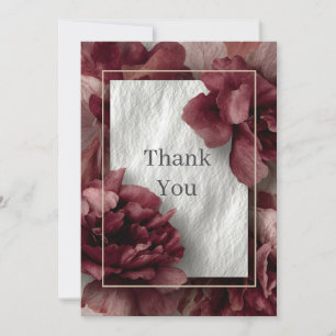 Burgundy Floral Faux Texture Thank You Card